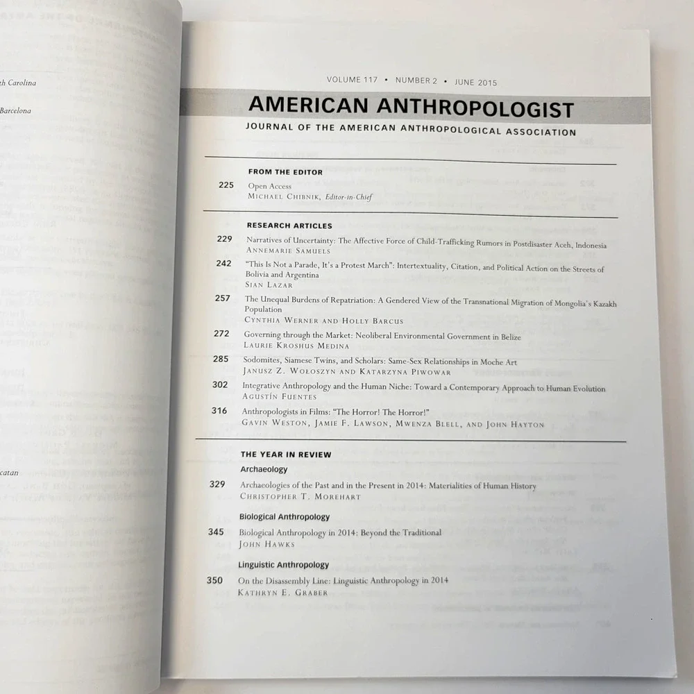 American Anthropologist Vol 117 No 2 June 2015‎ Anthropology Journal Softcover